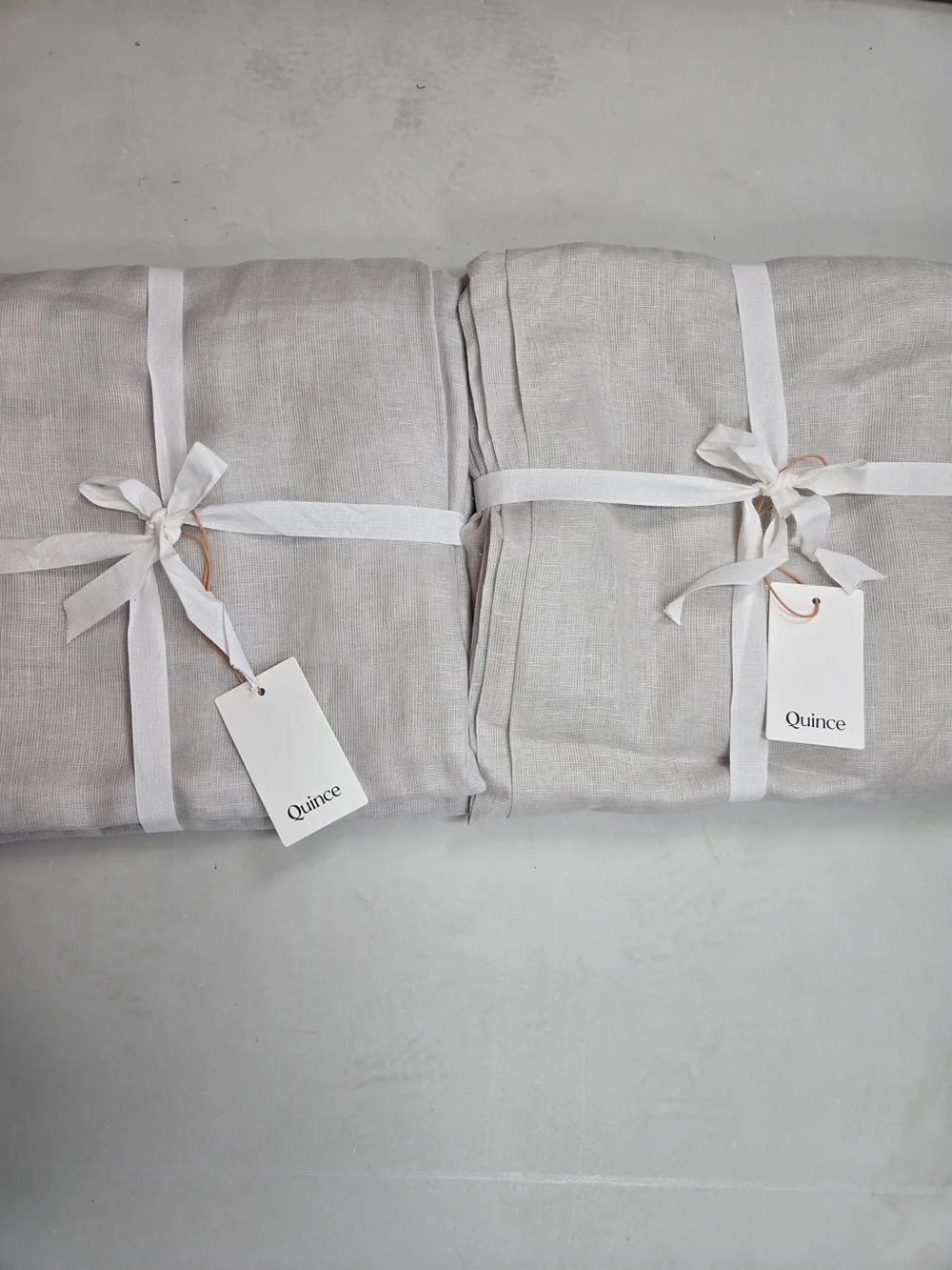 NWT QUINCE 4 Set 48x96 European Linen Sheer Curtains Cloud 9305